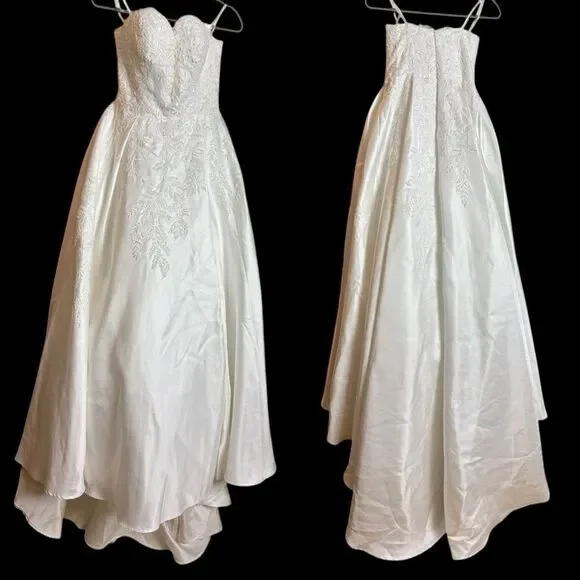 Lulus Now and Always White Beaded Embroidered Strapless Gown Size 8 NWOT - Picture 3 of 16